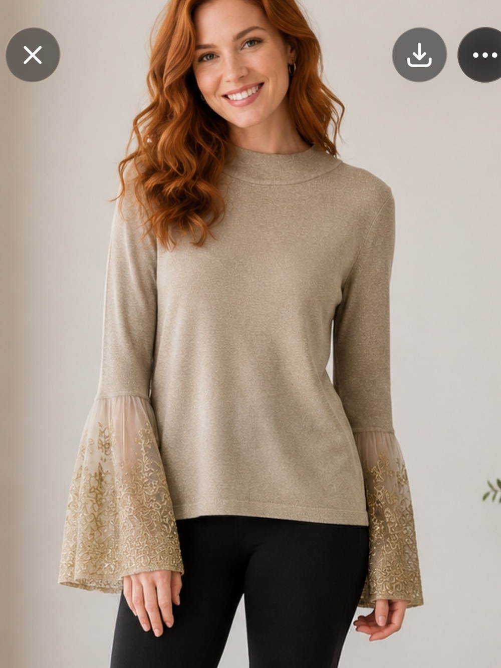 Boston Proper Embroidered Bell Sleeve Sweater Size Small